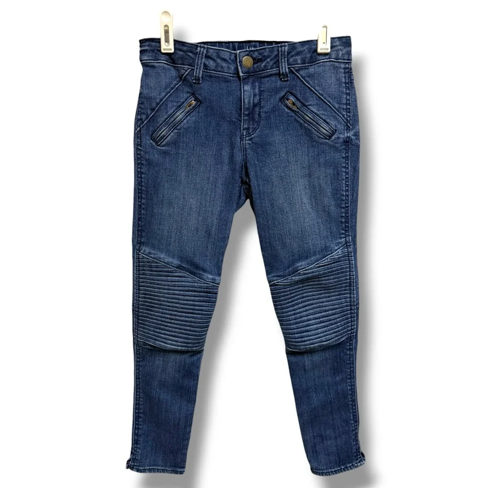 Gap Kids 1969 Girls 10 Moto Skinny Jeans Ribbed Knee Decorative Zip Adjustable